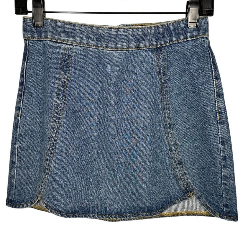 PacSun Blue Denim Scalloped Trim 100% Cotton Mini Skirt Women's 25